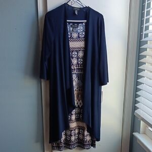 R & M Richards Navy and Beige Dress with Jacket